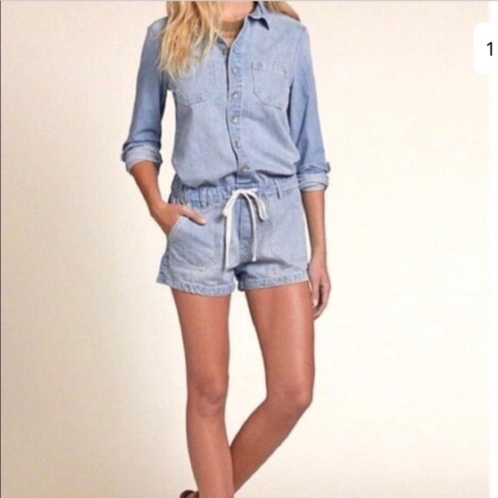 Hollister denim Romper with adjustable waist